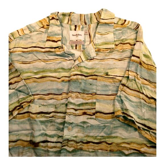 Goodfellow & Co. Mens Green & Brown Button Down Short Sleeve Shirt - XXL - Picture 2 of 3